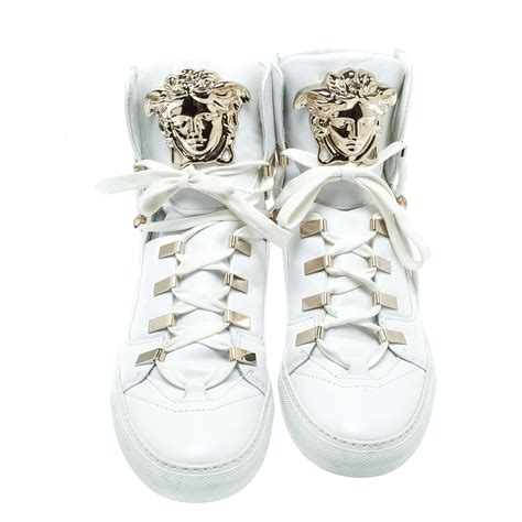 versace black collection white hightop|versace high top sneakers white.